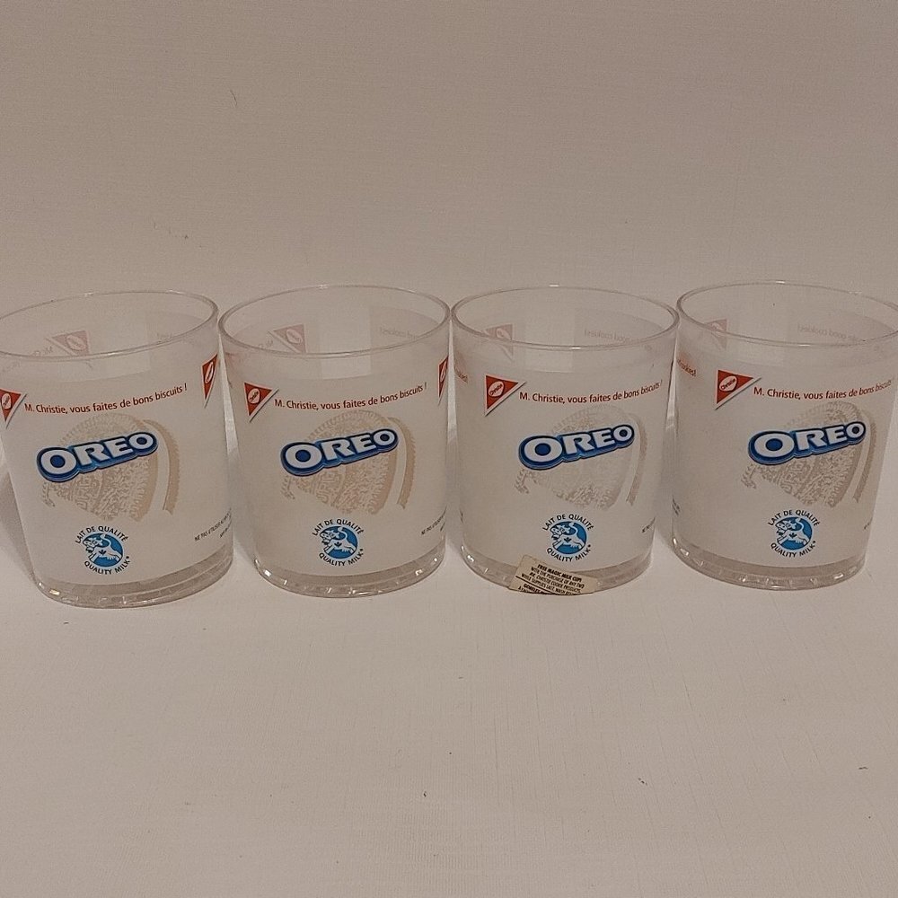 LOT of 4 OREO Cookie Plastic Milk Cups Dairy Farmers of Ontario Christie…